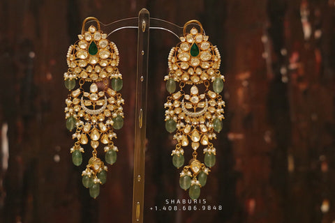 Chandbali , Latest Indian Jewelry,South Indian Jewelry,Pure silver Jhumkas Indian,Indian Earrings,Indian Wedding Jewelry -NIHIRA-SHABURIS