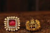 Ruby stud,polki stud,polki diamond jewelry in silver,big studs,indian jewelry,statement jewelry-SHABURIS