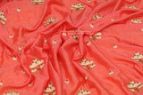Pure Georgette saree with blouse,zardhosi work,fancy saree,tie dye saree,two color saree,flowy saree,lyte weight saree,cocktail saree