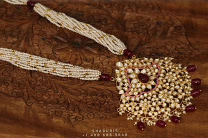 Pure Silver Jewellery Indian ,pearl polki Necklace, Indian Necklace,Indian Bridal,Indian Wedding Jewelry,pure Silver jewelry-NIHIRA-SHABURIS