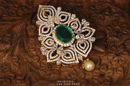 Swarovski pendant,swarovski chain,sabyasachi jewelry inspired Traditional indian Jewelery,Polki haram,Pure silver jewelry-NIHIRA