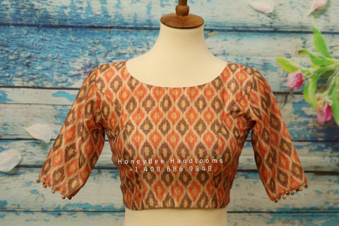 Ikkat blouse | Indian Saree blouse | Indian designer blouse | designer blouse | ikkat saree blouse | yellow blouse | HoneyBee Handlooms