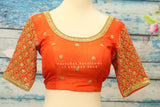 Silk Saree Blouse | Stitched blouse | Blouse!Silk Blouse | Pure silk Blouse | Ruffle sleev blouse| silver blouse- HoneyBee Handlooms