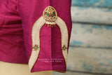 Jewelry work designer blouse - Pattu Saree Blouse -Maggam work blouse - Kundan work blouse - green Saree Blouse - green Blouse -tissue saree