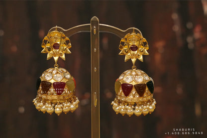 Pure Silver Jewellery Indian ,Navaratan Studs,Big Indian Studs,Indian Bridal,Indian Wedding Jewelry,pure Silver jewelry-NIHIRA-SHABURIS