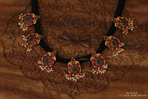 Black thread Jewelry,Gold Plated Jewellery Indian ,Artificial Jewellery,lyte weight Indian Bridal,Indian Wedding Jewelry-NIHIRA-SHABURIS