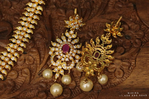 Necklace ,Gold Plated Jewellery Indian ,Artificial Jewellery,lyte weight Indian Bridal,Indian Wedding Jewelry-NIHIRA-SHABURIS