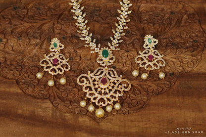 Necklace,Gold Plated Jewellery Indian ,Artificial Jewellery,lyte weight Indian Bridal,Indian Wedding Jewelry-NIHIRA-SHABURIS