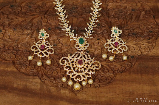 Necklace,Gold Plated Jewellery Indian ,Artificial Jewellery,lyte weight Indian Bridal,Indian Wedding Jewelry-NIHIRA-SHABURIS
