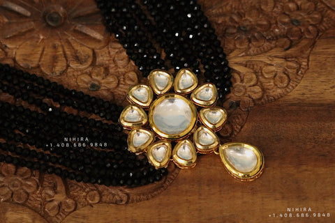Black crystal Necklace,Gold Plated Jewellery Indian ,Artificial Jewellery,lyte weight Indian Bridal,Indian Wedding Jewelry-NIHIRA-SHABURIS
