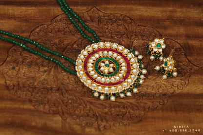 Emerald Necklace,Gold Plated Jewellery Indian ,Artificial Jewellery,lyte weight Indian Bridal,Indian Wedding Jewelry-NIHIRA-SHABURIS