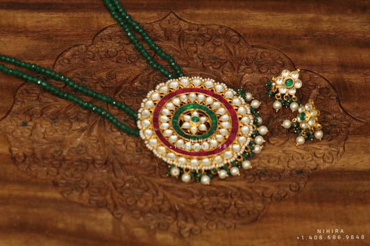 Emerald Necklace,Gold Plated Jewellery Indian ,Artificial Jewellery,lyte weight Indian Bridal,Indian Wedding Jewelry-NIHIRA-SHABURIS