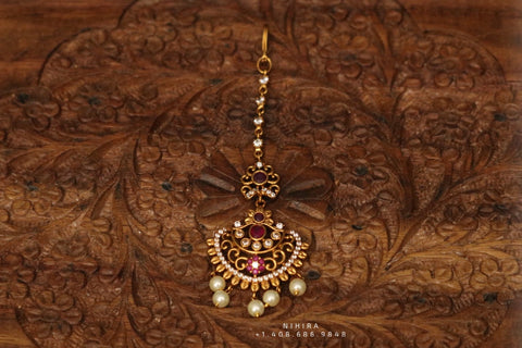 Papati billa Maang Tikka,Gold Plated Jewellery Indian ,Artificial Jewellery,lyte weight Indian Bridal,Indian Wedding Jewelry-NIHIRA-SHABURIS