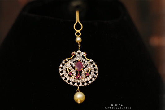 Papati billa Maang Tikka,Gold Plated Jewellery Indian ,Artificial Jewellery,lyte weight Indian Bridal,Indian Wedding Jewelry-NIHIRA-SHABURIS