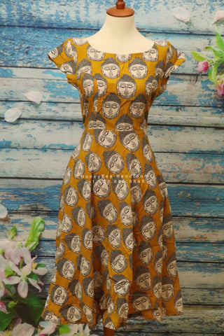 Kalamkari Printed Organza dupatta & Anarkali Design Rayon Gown – Acriine