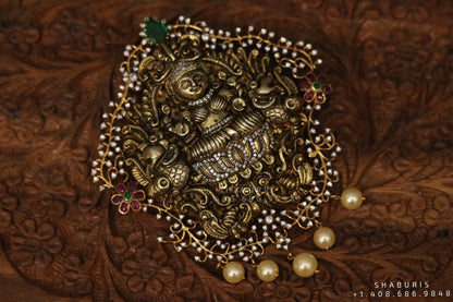 Temple Jewelry,Pure Silver Jewellery Indian ,Lakshmi Pendant,Temple Pendent,Indian Bridal,Indian Wedding Jewelry-NIHIRA-SHABURIS