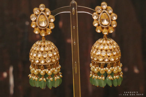 Polki Diamond Buttalu,polki Diamond Jhumka Jewelry,sabyasachi Jewelry inspired Jhumka Earrings,Jhumki,  indian jewellery Designs -NIHIRA