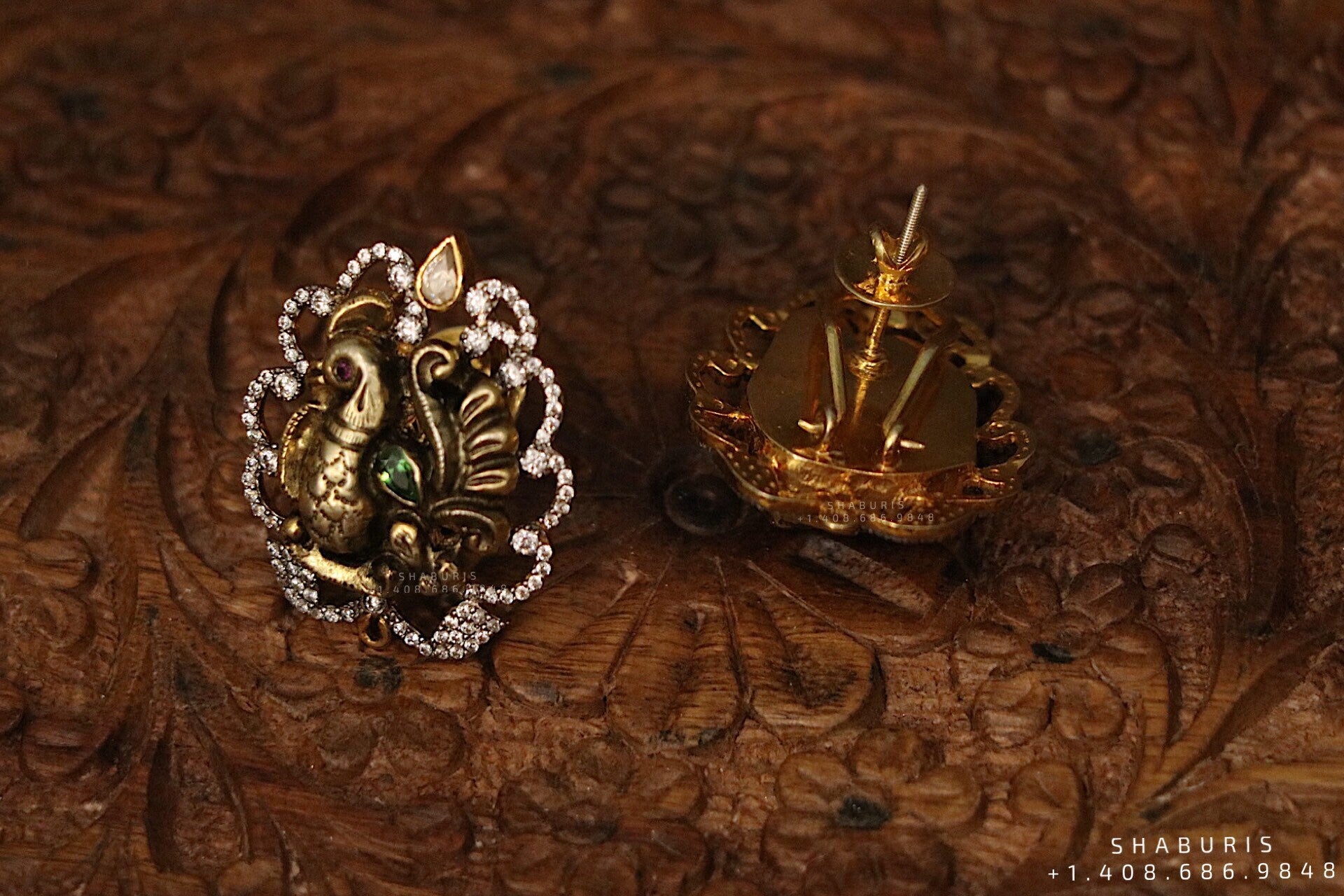Temple Jewelry,Pure Silver Jewellery Indian ,Lakshmi Earrings,Big Indian earrings,Indian Bridal,Indian Wedding Jewelry-NIHIRA-SHABURIS