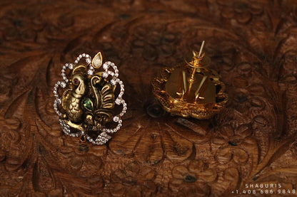Temple Jewelry,Pure Silver Jewellery Indian ,Lakshmi Earrings,Big Indian earrings,Indian Bridal,Indian Wedding Jewelry-NIHIRA-SHABURIS