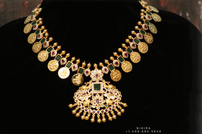 Indian Temple Jewelry Lordess Lakshmi Devi Antique Jewelry - kasumala kasuharam Lakshmi kasumala temple jewelry traditional jewelry Lordess