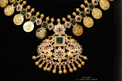 Indian Temple Jewelry Lordess Lakshmi Devi Antique Jewelry - kasumala kasuharam Lakshmi kasumala temple jewelry traditional jewelry Lordess