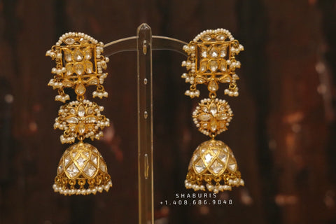Polki Diamond jhumka,polki Diamond Jhumka Jewelry,sabyasachi Jewelry inspired Jhumka Earrings,Jhumki,  indian jewellery Designs -NIHIRA