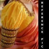Silk Saree Blouse | Silk Blouse | puff Sleeve Blouse | yellow Saree Blouse | Stitched Saree Blouse | Honeybee Handlooms