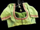 Silk Saree Blouse | Silk Blouse | zardhosi work Blouse | Green Saree Blouse | Stitched Saree Blouse | Honeybee Handlooms