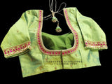 Silk Saree Blouse | Silk Blouse | zardhosi work Blouse | Green Saree Blouse | Stitched Saree Blouse | Honeybee Handlooms