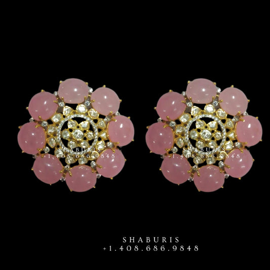 Polki studs,Pure silver Big Studs Indian,Indian Earrings,polki jewelry,Indian Wedding Jewelry -NIHIRA-SHABURIS