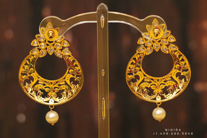 Diamond jhumka,big jhumka,swarovski,south sea pearl earring,party wear earrings,designer jewelry,hand picked jewelry,celebrity jewelry