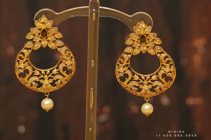 Diamond jhumka,big jhumka,swarovski,south sea pearl earring,party wear earrings,designer jewelry,hand picked jewelry,celebrity jewelry