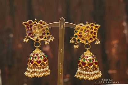 Diamond jhumka,big jhumka,swarovski,south sea pearl earring,party wear earrings,designer jewelry,hand picked jewelry,celebrity jewelry