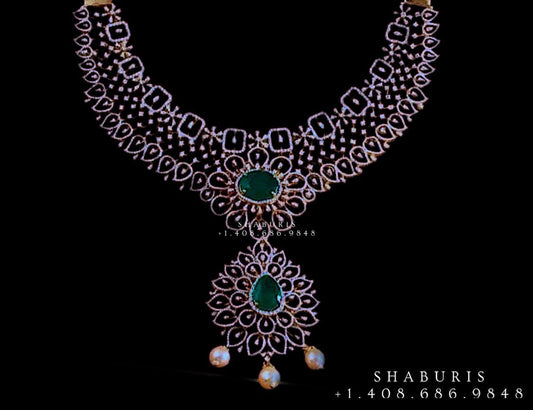 Diamond necklace,Pure silver polki choker Indian necklace ,maang tikka sabyasachi jewelry inspired Shaburis