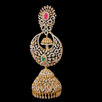 Diamond Jhumka ,diamond earrings,Pure silver Jhumkas Indian,Indian Earrings,Indian Wedding Jewelry -NIHIRA-SHABURIS