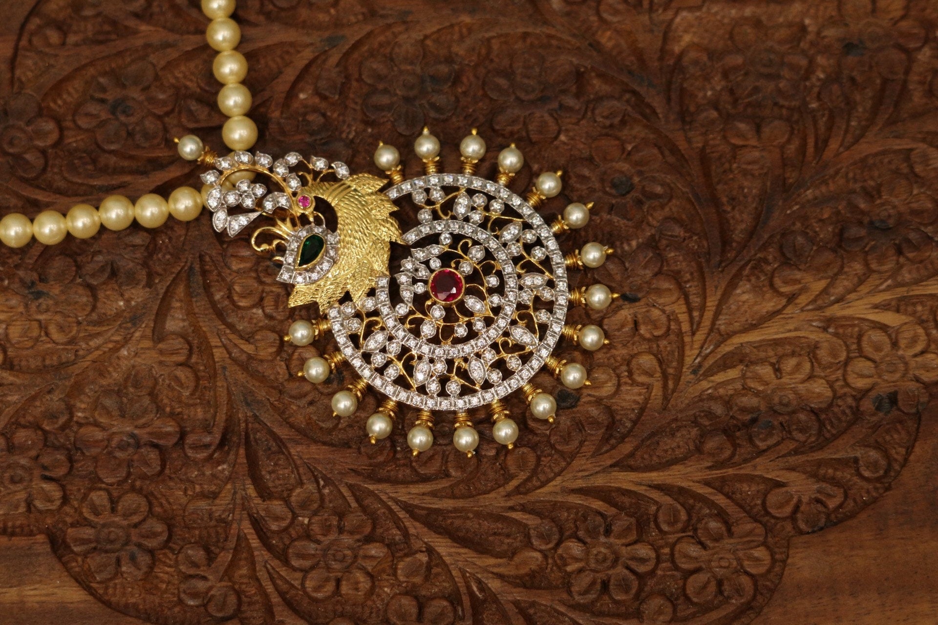 Swarovski pendant,swarovski chain,sabyasachi jewelry inspired Traditional indian Jewelery,Polki haram,Pure silver jewelry-NIHIRA