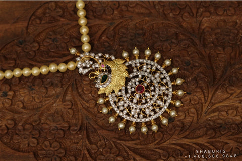 Swarovski pendant,swarovski chain,sabyasachi jewelry inspired Traditional indian Jewelery,Polki haram,Pure silver jewelry-NIHIRA