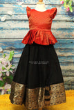Chanderi Kids Pavada | Pattu Langa | Girl Pavada | New Born Baby Girl Dress | Indian Kids Girl Dress | Indian girls Dress |Handloom Dress