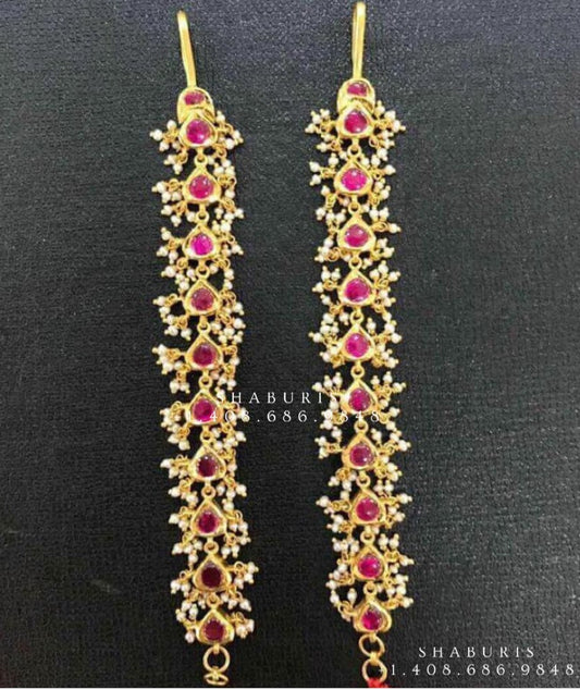 Champaswaralu,Pure Silver Jewellery Indian diamond jewelry,Sabyasachi style,ear accessories dance jewelry,Matti Jewelry-NIHIRA-SHABURIS