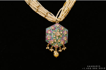 Pure Silver Jewellery Indian ,Menakari pendent,Big Indian Necklace,Indian jadau ,Indian Wedding Jewelry,pure Silver jewelry-NIHIRA-SHABURIS