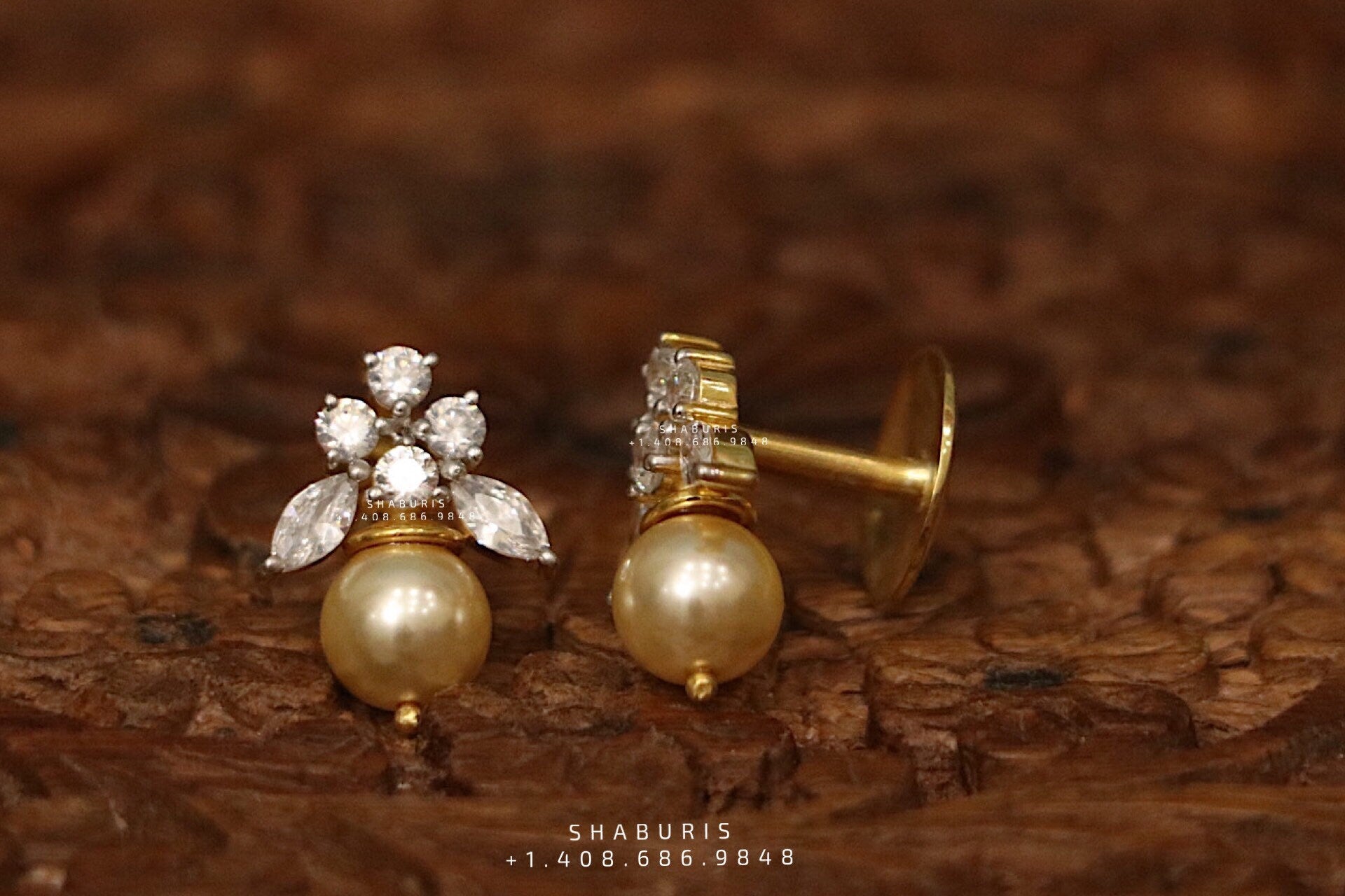 Polki jhumka,indian jewelry,Cocktail Earrings,jhumka Jewelry in Silver,Indian Earrings,Indian Jewelry,flat diamond studs-NIHIRA-SHABURIS