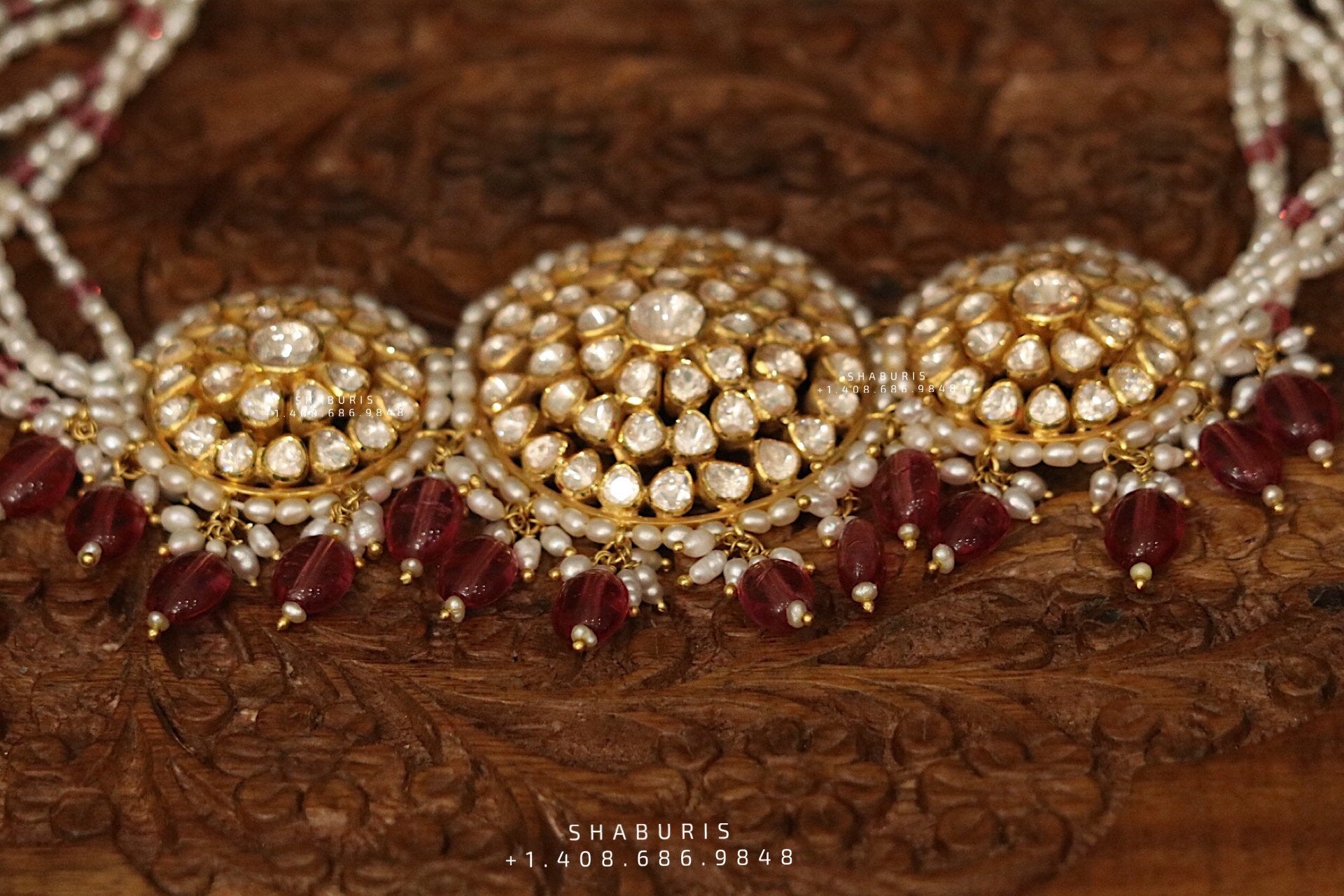 Pearl polki choker,Pure Silver jewelry Indian, diamond choker set,Sabyasachi jewelry inspired,Indian Bridal,Indian Jewelry-NIHIRA-SHABURIS