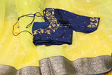 Raw Mango saree Inspired,Pure Silk Sarees,chanderi Saree,lemon yellow saree,silk saree,singhania  saree inspired - NIHIRA