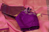 Lyte Weight Pattu Saree blouse -Pattu Blouse -Kuppadam Tissue Pattu Saree blouse - Saree Blouse - Pink Saree Blouse - Handloom saree