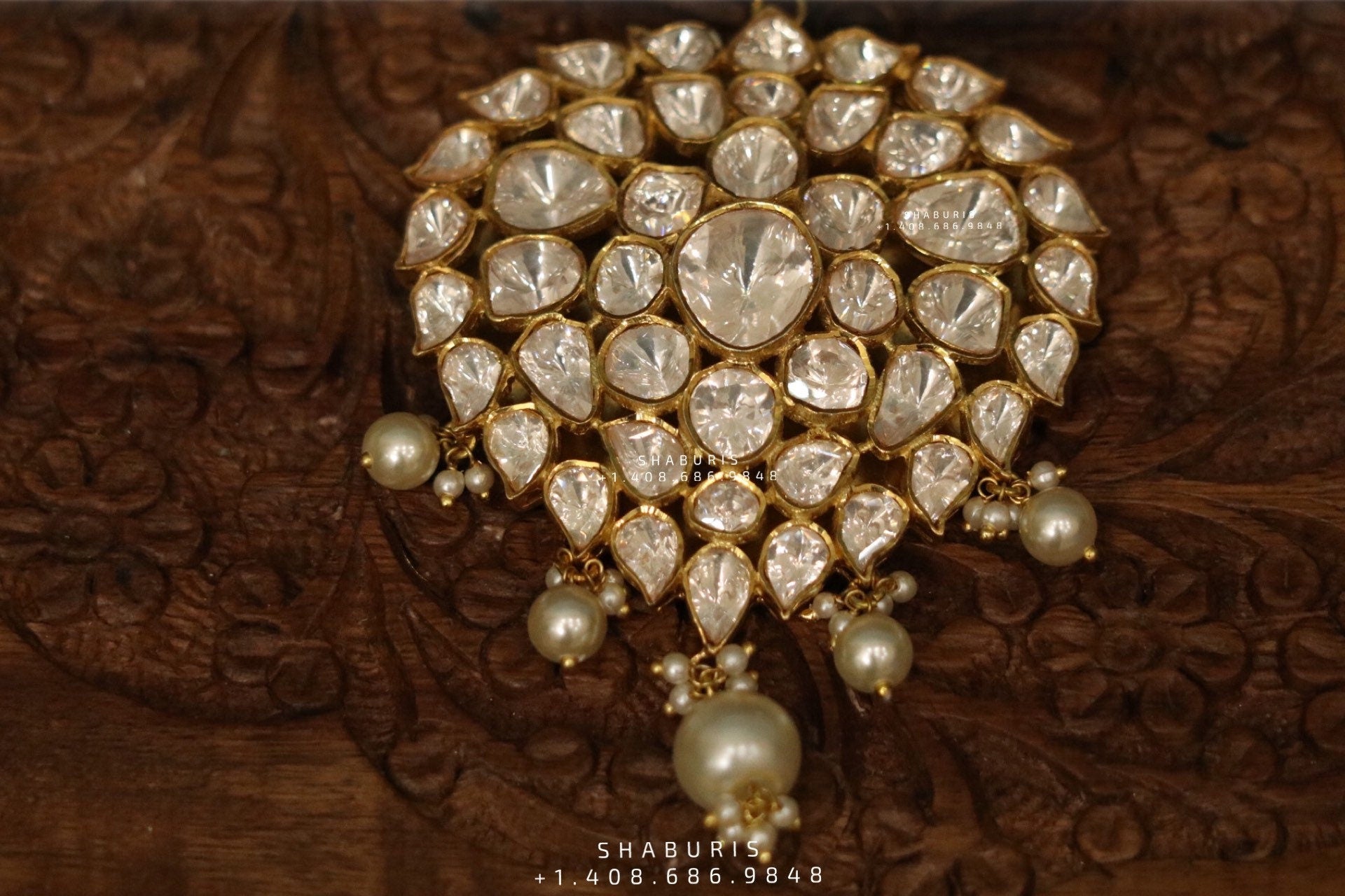 Pure Silver Jewellery Indian ,pearl polki Necklace, Indian Necklace,Indian Bridal,Indian Wedding Jewelry,pure Silver jewelry-NIHIRA-SHABURIS