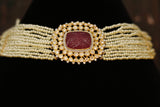 Pearl ruby choker,Pure Silver jewelry Indian, diamond choker set,Sabyasachi jewelry inspired,Indian Bridal,Indian Jewelry-NIHIRA-SHABURIS