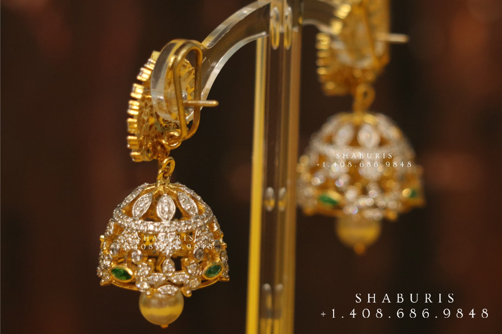 Diamond Buttalu,Swarovski Diamond Jhumka Jewelry Designs,South Indian Jewelry,Jhumka Earrings,Jhumki,latest indian jewellery Designs -NIHIRA