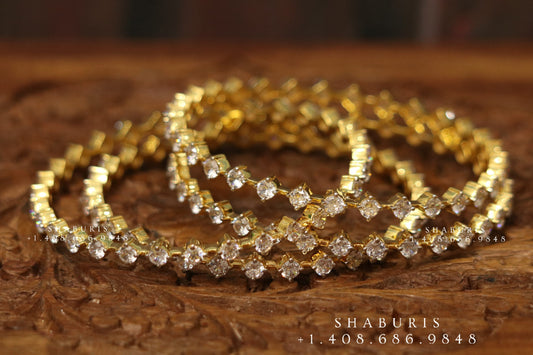Diamond Bangles,South Indian Jewelry,silver indian Bangles,pure silver Swaroski Bangles,Indian Wedding Jewelry -NIHIRA-SHABURIS