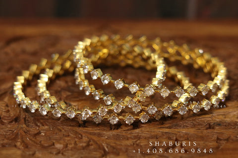 Diamond Bangles,South Indian Jewelry,silver indian Bangles,pure silver Swaroski Bangles,Indian Wedding Jewelry -NIHIRA-SHABURIS