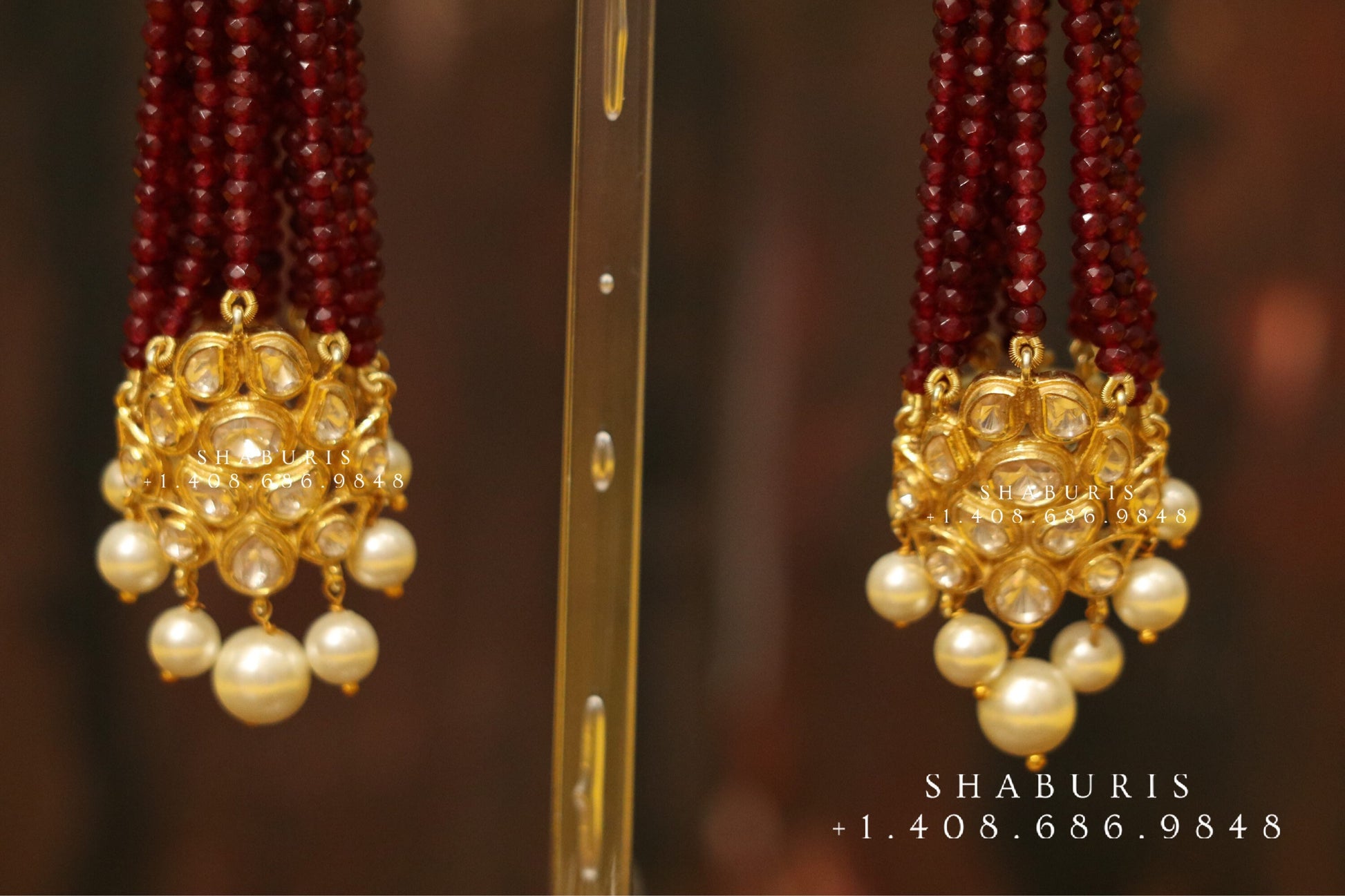 Tassel earrings,swarovski pearls,sabyasachi jewelry inspired Traditional indian Jewelery,Polki earrings,Pure silver jewelry-NIHIRA